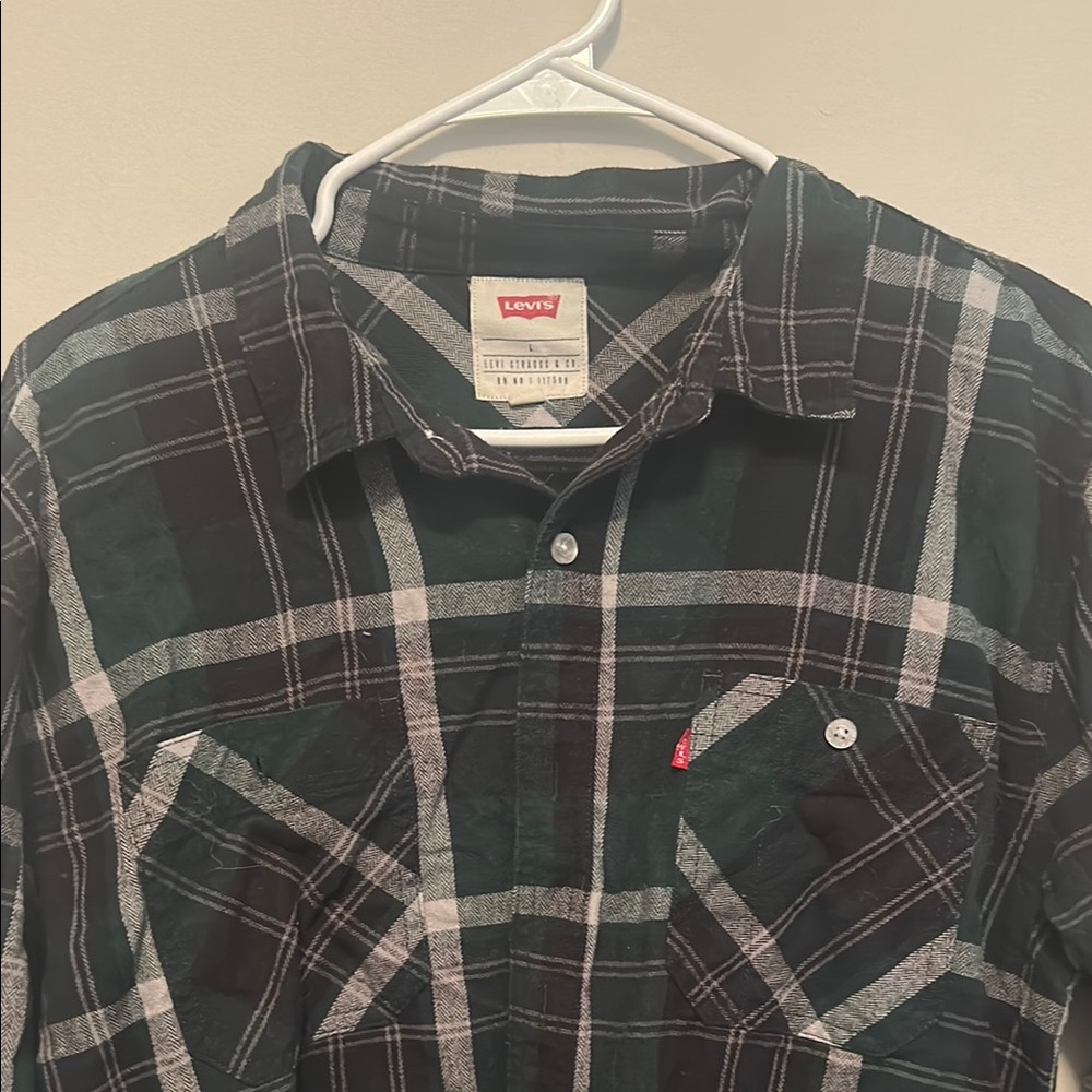 Levi's Men's Black & Green Plaid Shirt